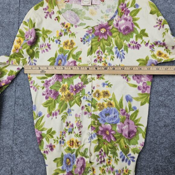 Parfait Cardigan Sweater Womens Medium Floral Embroidered Beaded Cottage Garden - Picture 5 of 8